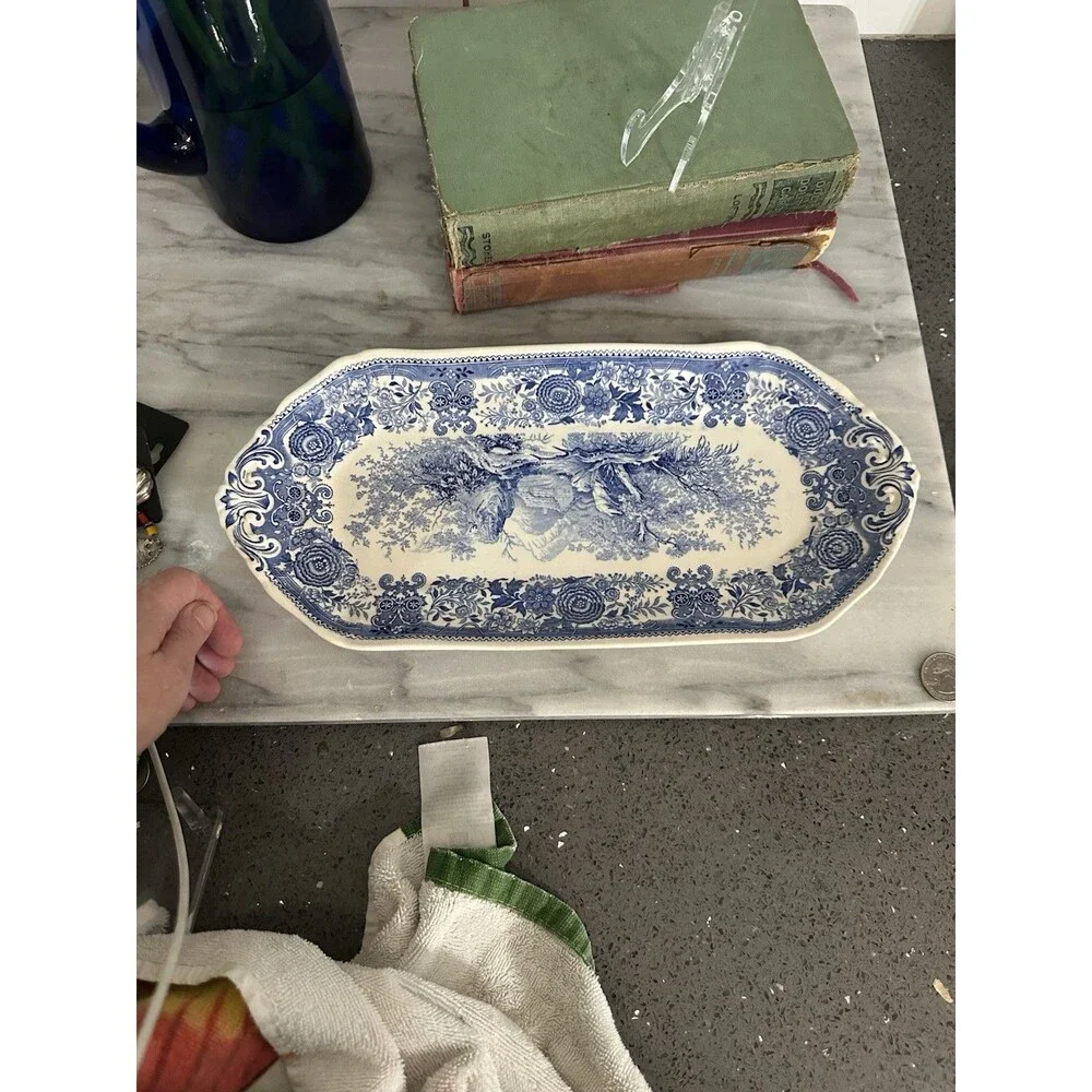 Vintage Villeroy & Boch Blue Serving Platter Wall Plate Burgenland Cottage 12”